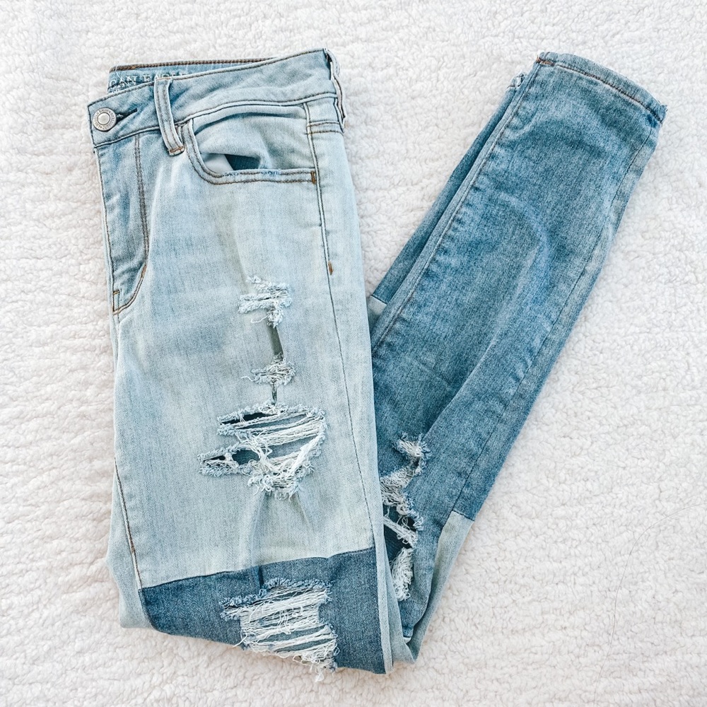 American Eagle | Blue Distressed Denim Jeans Super Stretch